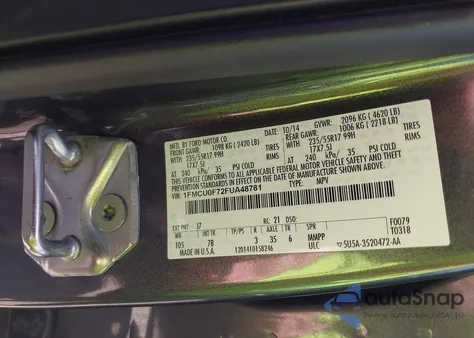 2015 Ford Escape S from USA, damaged, VIN 1FMCU0F72FUA48781